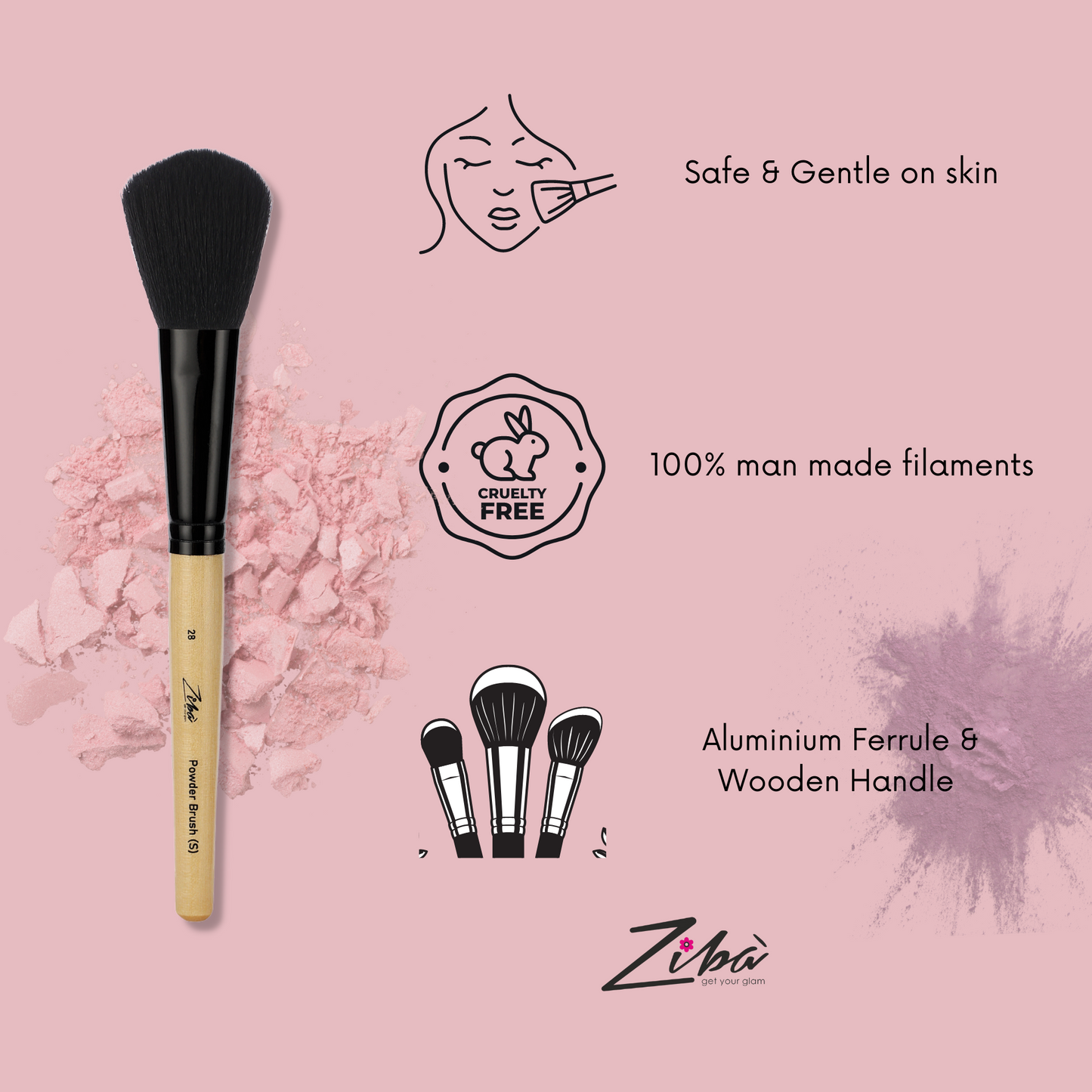 Ziba Powder Brush (S) Wooden Handle